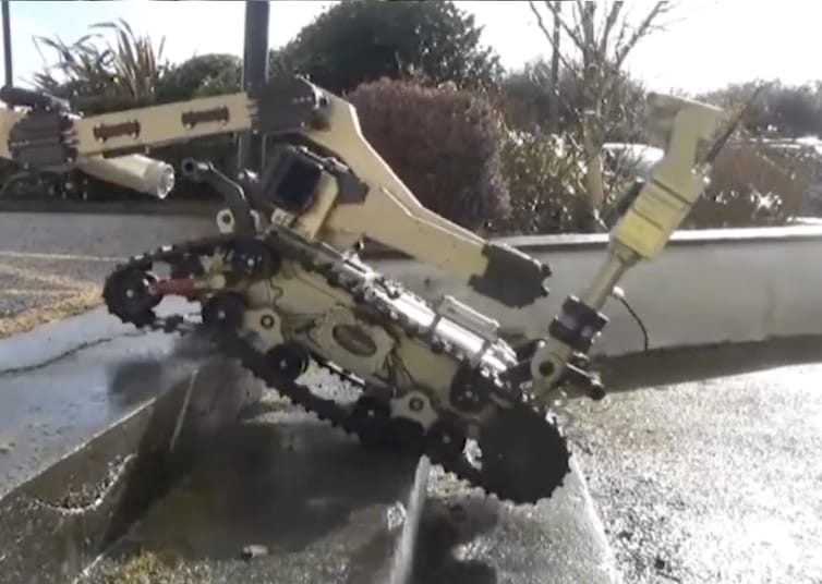 Unmanned ground vehicle climbing stairs during capability testing