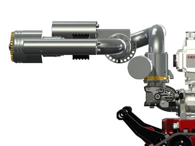 Avenger Fire UGV firefighting nozzle and robotic arm detail