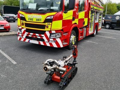 Fire and rescue vehicle supporting Avenger Fire UGV operations