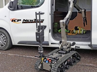 ICP NewTech Avenger UGV being deployed from a support vehicle