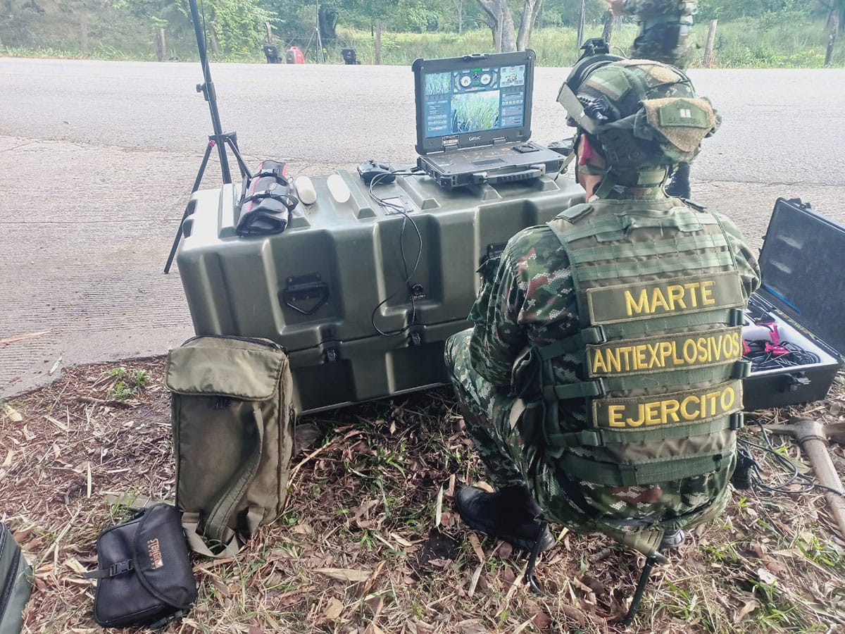 Military operator using an ICP NewTech UGV from a roadside control station